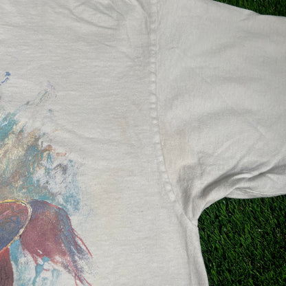 1992 Water Color Horse Hat Boots White Tee Size XL USED v17723
