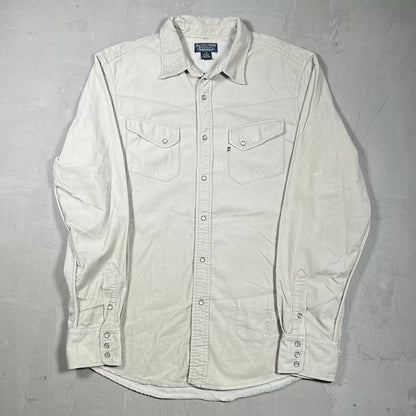Y2K Ralph Lauren Polo Jeans Company Beige Corduroy Button Up Longsleeve Size Large USED v20296