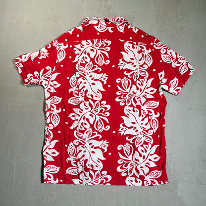 Y2K Polo Ralph Lauren Red/White Floral Button Up Shirt Size Medium USED v19591