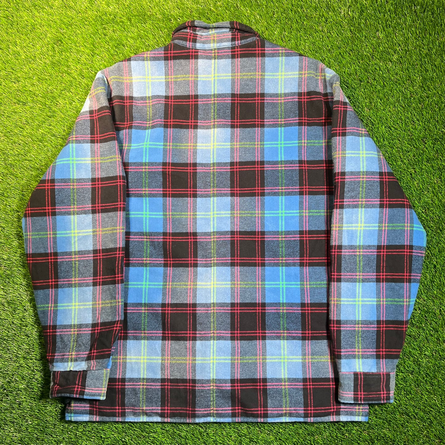 Supreme Quilterd Plaid Blue Plaid Shirt (2024) Size Large USED x17008