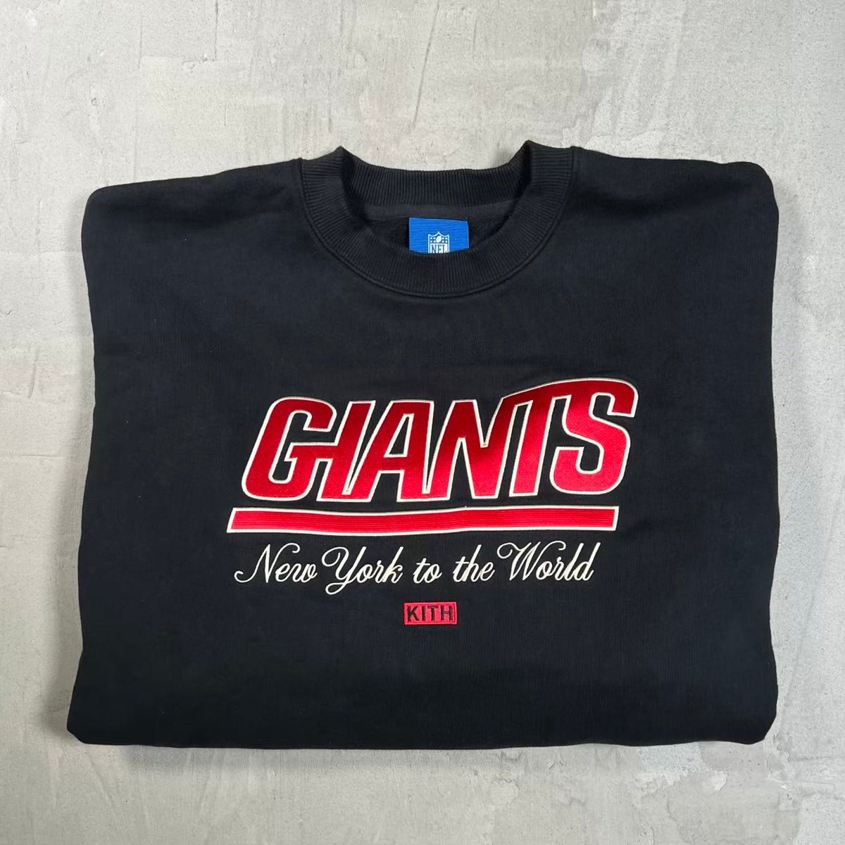 Kith NY Giants Black Crewneck Size Large USED x18828