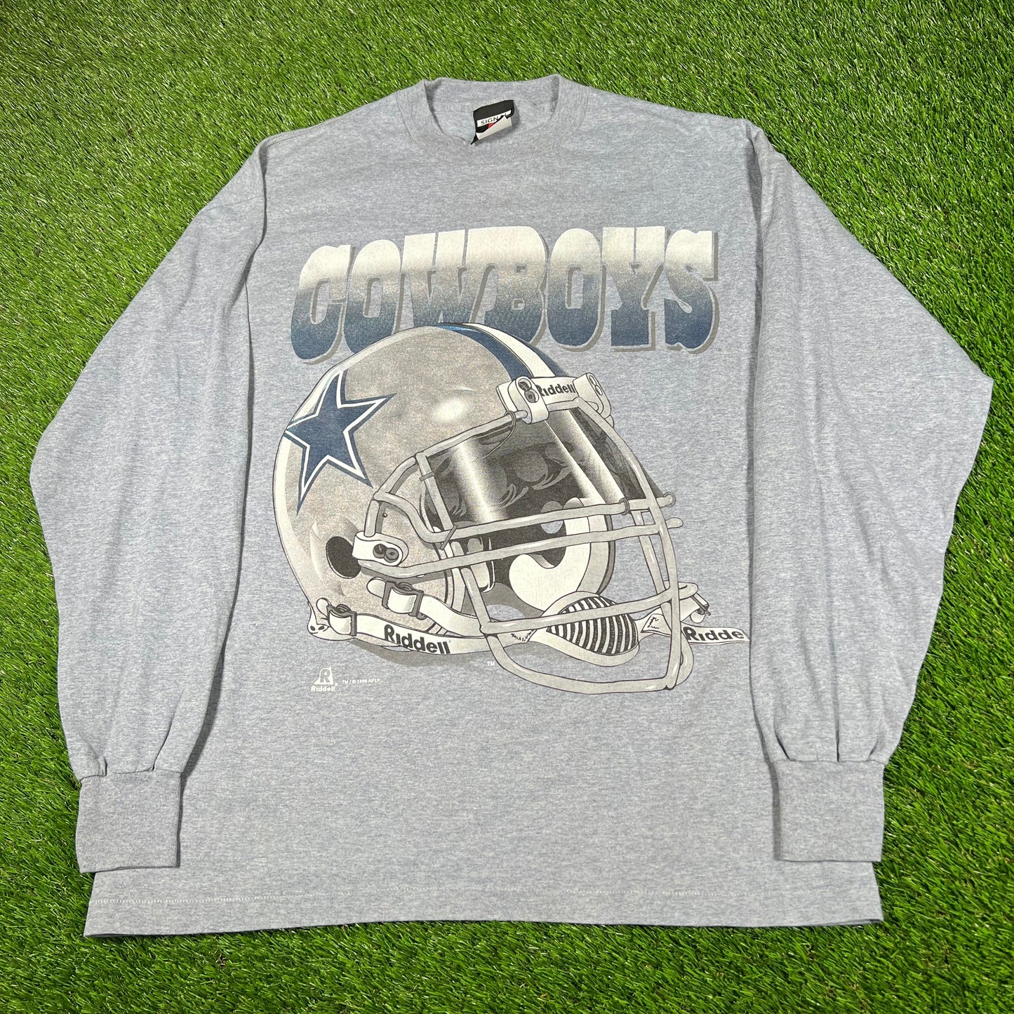 1996 Dallas Cowboys Helmet Grey Longsleeve Size XL USED v16953