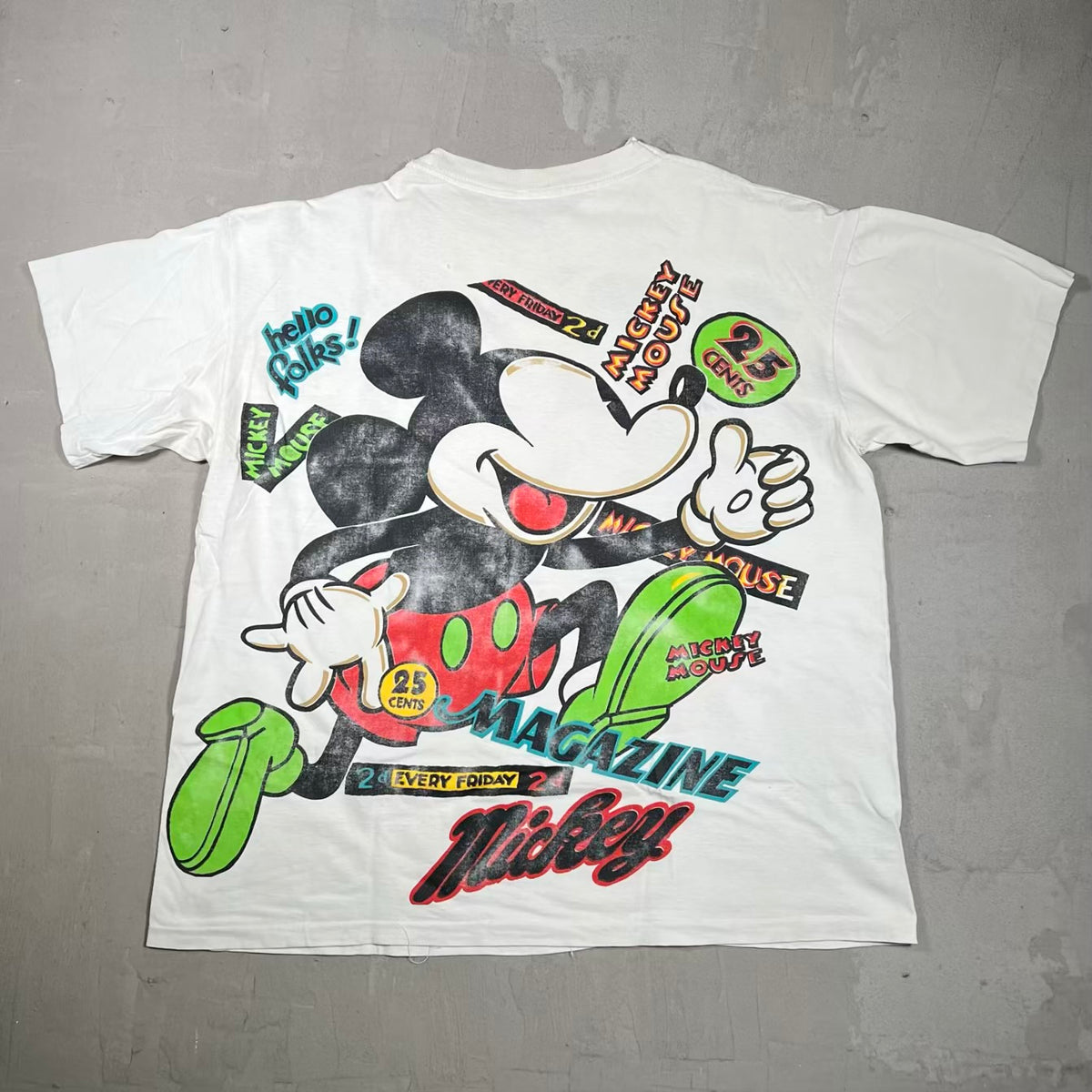 1990s Mickey "25 Cents" AOP Tee Size XXL USED v19973