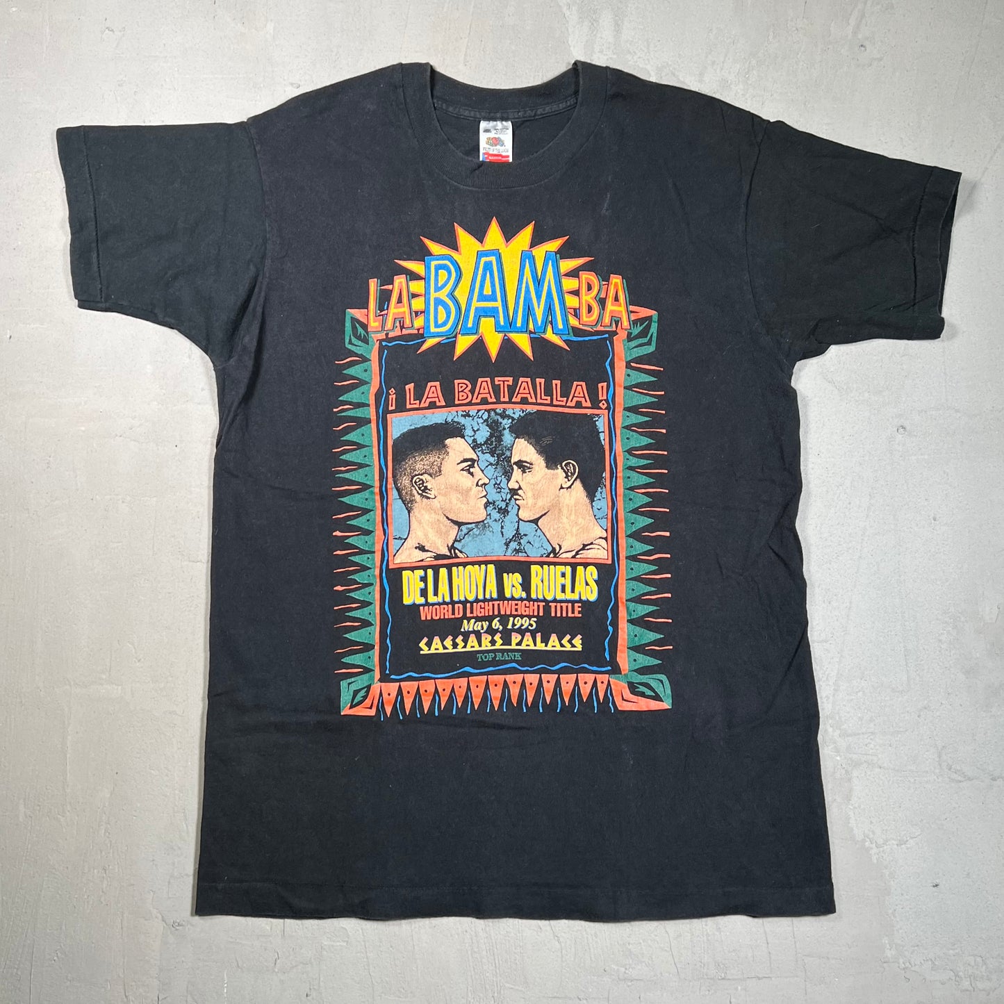 1995 Top Rank "La Batalla" Black Tee Size Large USED v19523