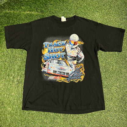 Y2K Track Hot Shot Racing Black Tee Size XL USED v16453
