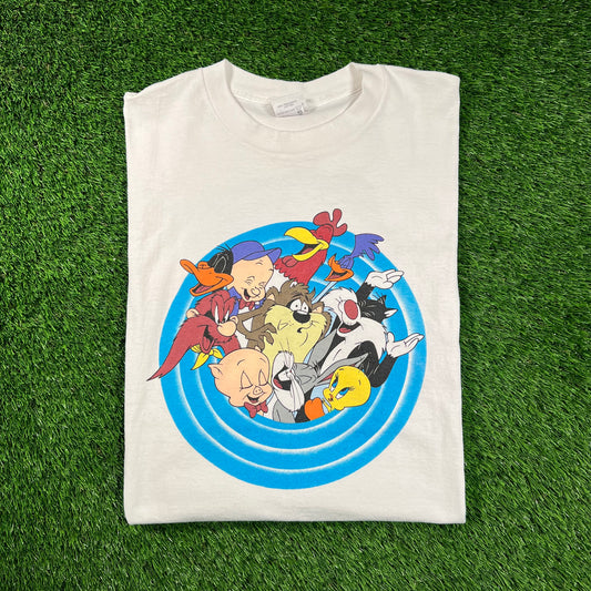 1990s Acme Looney Tunes "Family Photo" White Tee Size XL USED v18444