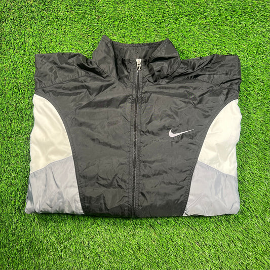 1990s Nike Black/Grey/Whitew Windbreaker Jacket Size XL USED v18504