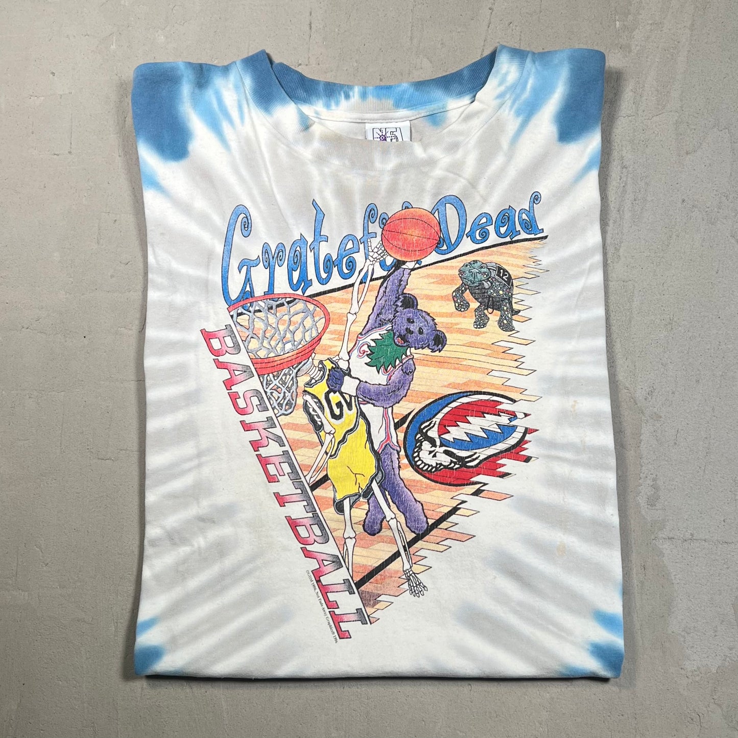 1996 Grateful Dead Basketball Bear Dunking Tie Dye Tee Size XL USED v6459