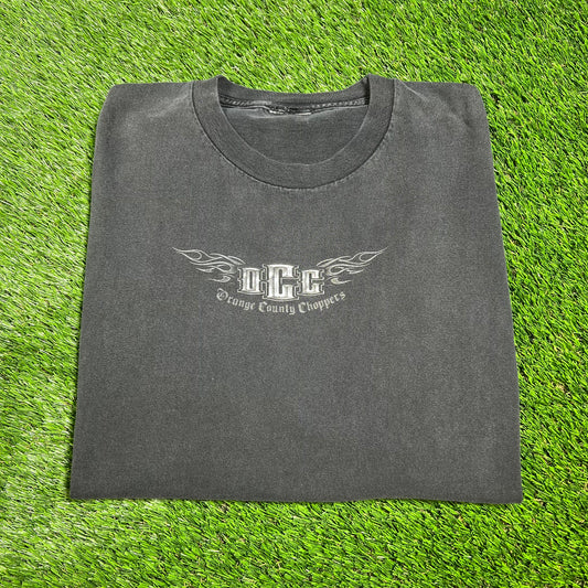 Y2K Orange County Chopper Center Logo Black Tee Size Large V16545