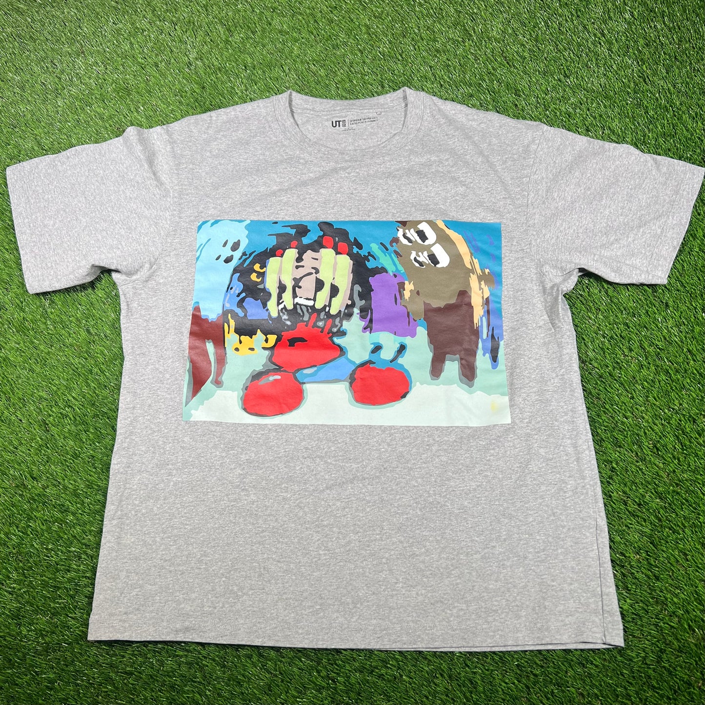Uniqlo x CPFM Spongebob "Mr. Krab" Grey Tee Size Large USED x14858