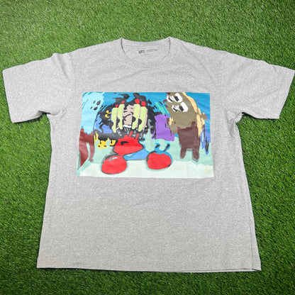 Uniqlo x CPFM Spongebob "Mr. Krab" Grey Tee Size Large USED x14858