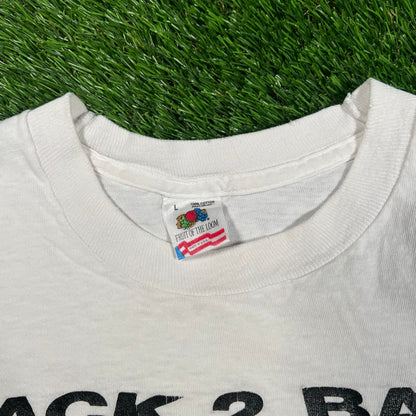 1992 Chicago Bulls White Back 2 Back Champos Tee Size Large USED v18230