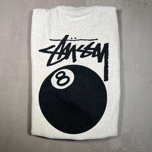 Stussy 8 Ball Grey Crewneck Size Medium USED x17029