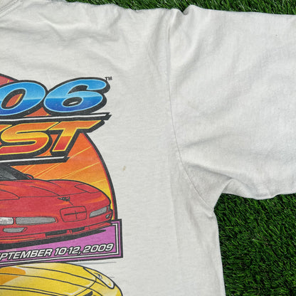 2009 Z06 Fest Racing Car White Tee Size Large USED v17887