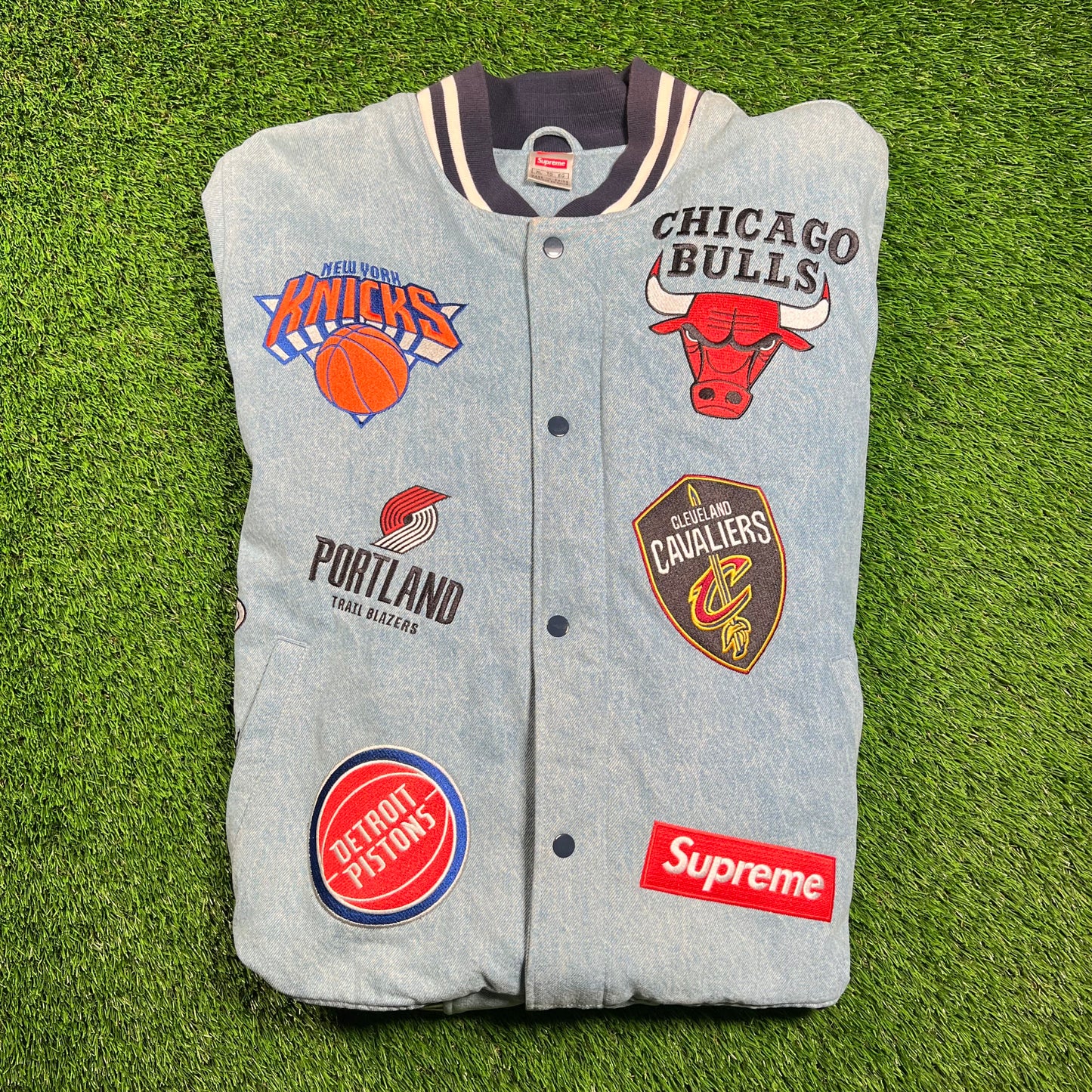 Supreme Nike NBA Teams Warm Up Denim Jacket (2018) Size XL USED x16542