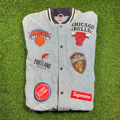 Supreme Nike NBA Teams Warm Up Denim Jacket (2018) Size XL USED x16542