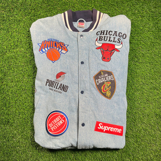 Supreme Nike NBA Teams Warm Up Denim Jacket (2018) Size XL USED x16542