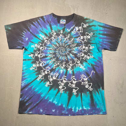 1990 Grateful Dead Spiral Skeleton Tie Dye Size XL USED v19462