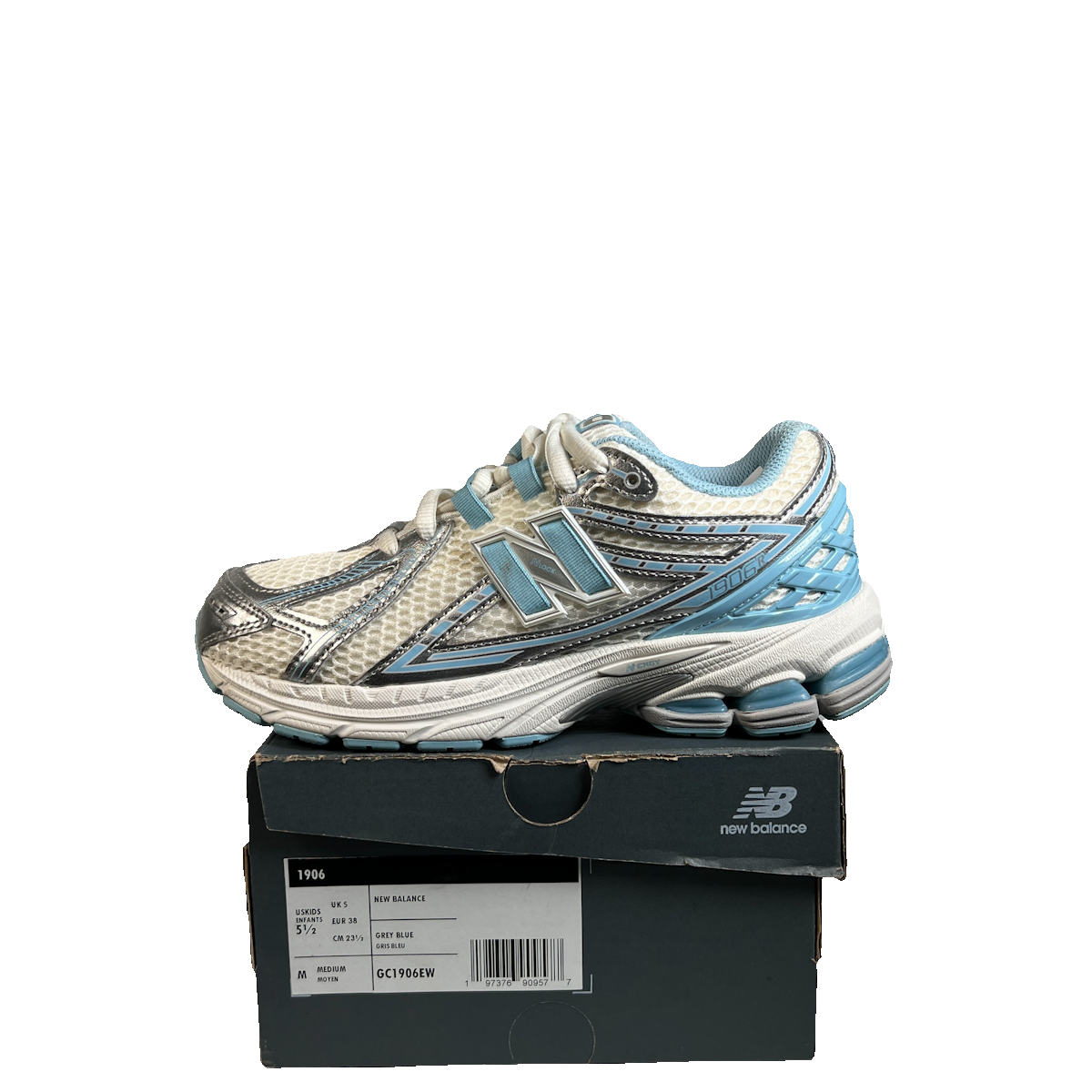 New Balance 1906R Silver Metallic Chrome Blue (2024) Size 5.5y USED s22884
