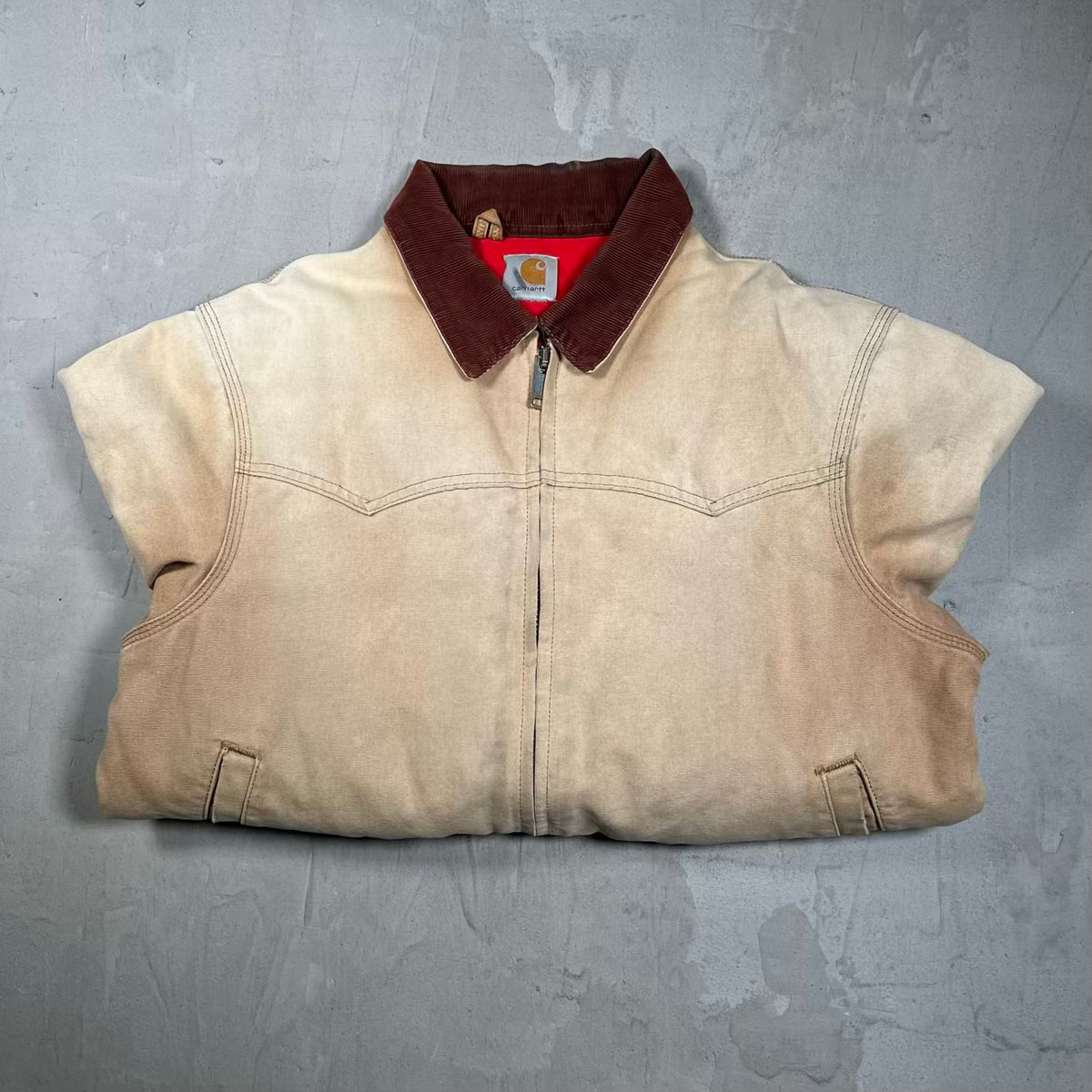 1990s Carhartt Santa Fe Khaki Zip Up Workwear Jacket Size Large USED v20367