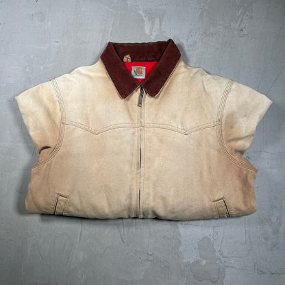 1990s Carhartt Santa Fe Khaki Zip Up Workwear Jacket Size Large USED v20367