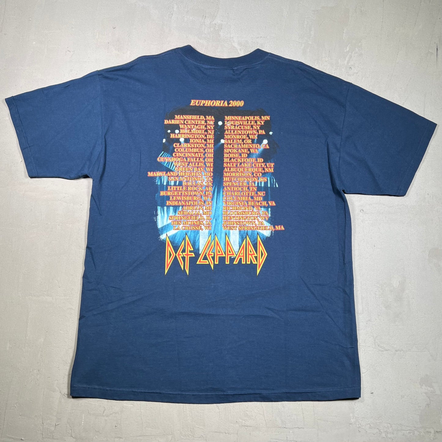 2000 Def Leppard Navy Euphoria Tour Tee Size XL USED v16620