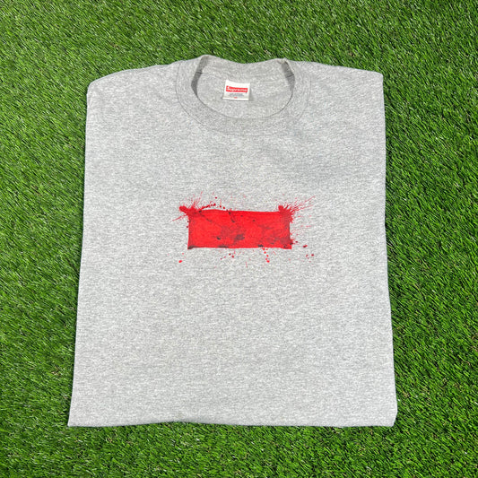 2022 Supreme Ralph Steadman Box Logo Grey Tee Size Medium USED x14559