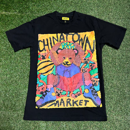 Chinatown Market Bear Painting Black Tee Size Small USED v16365