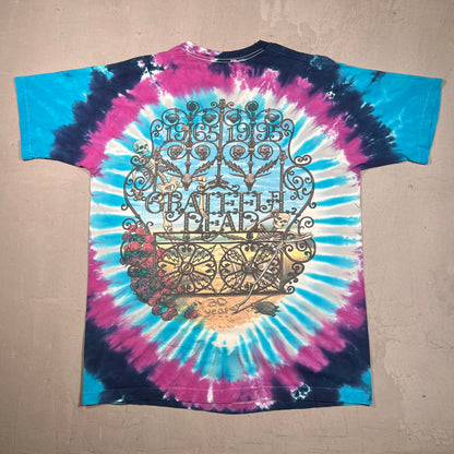 Grateful Dead 1995 30 Years Skeleton With Roses Tee Size Large USED v8592