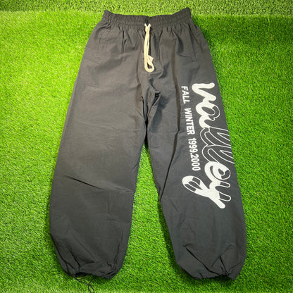 Vale Valley "Fall Winter" Black Nylon Track Pants Size Large USED x16810