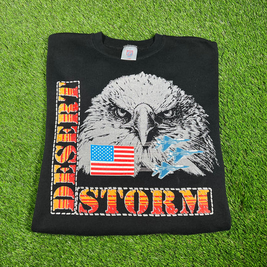 1990s Logo 7 Black Desert Storm Crewneck Size XL USED v16848