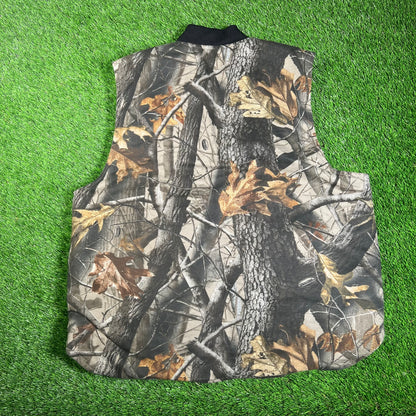 Y2K Carhartt Woodland Camo Insulated Vest Size XL USED v18206