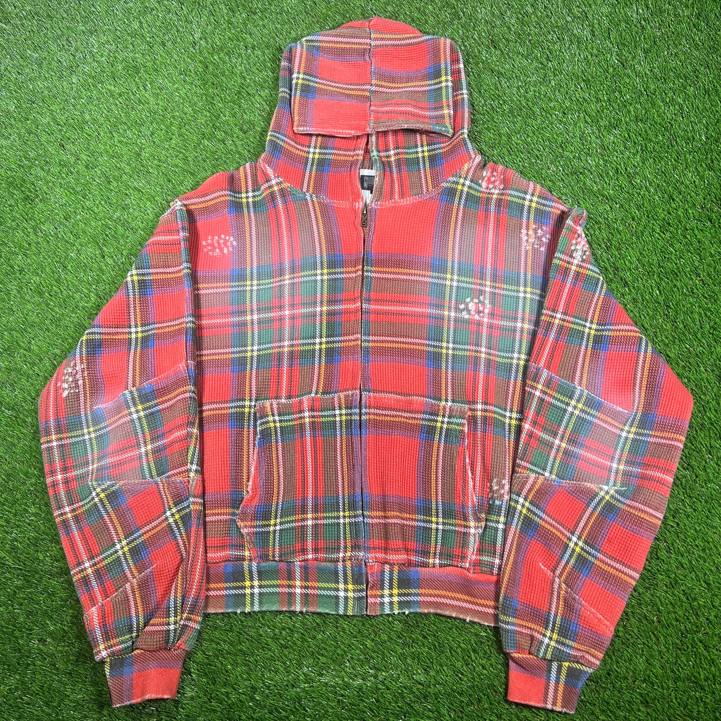 Wore Clothing Plaid Waffle Full Zip Hoodie Size Medium USED x14866