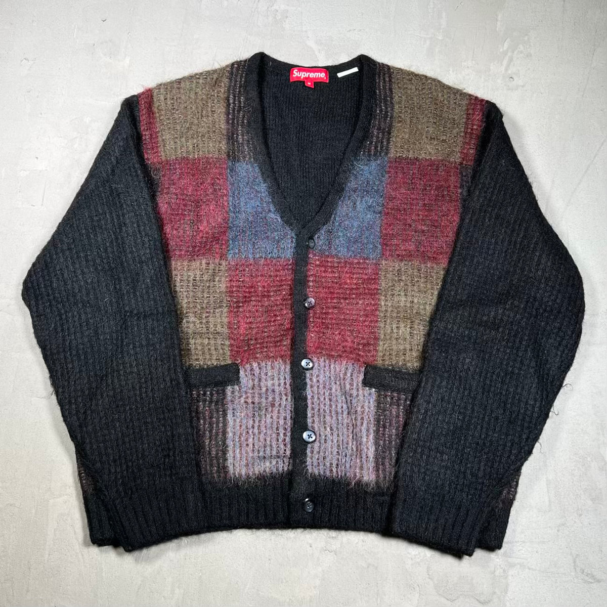 Supreme Brush Grid Cardigan Black (2022) Size Medium USED x18368