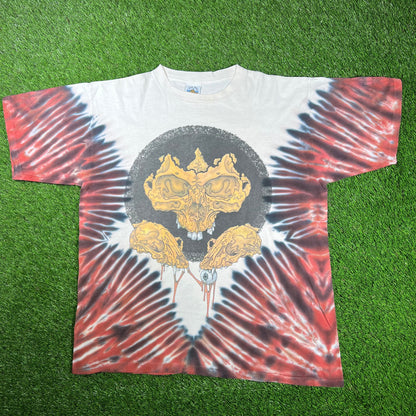 1999 Grateful Dead Pushead Skulls Tie Dye Tee Size XL USED v17159