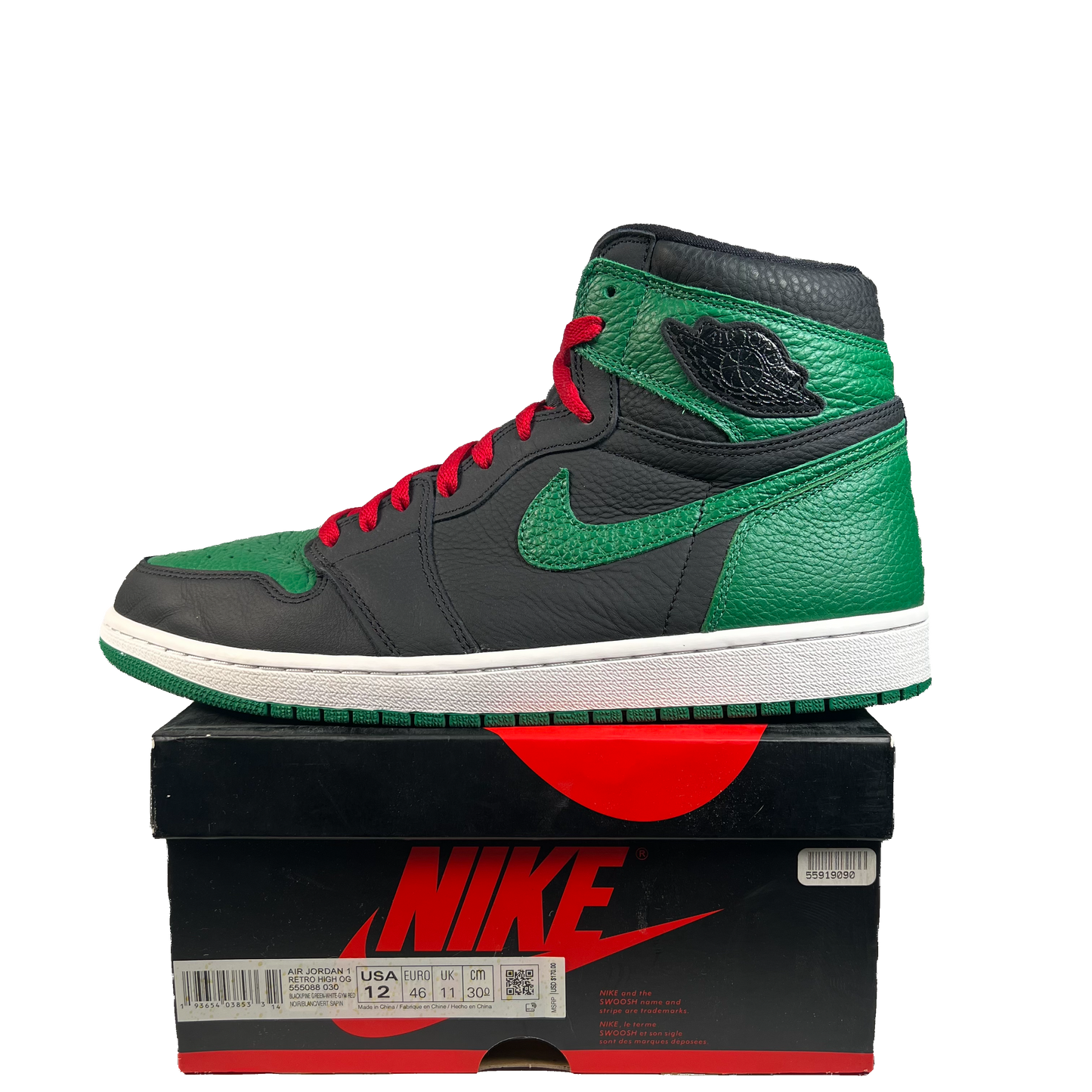 Jordan 1 High Pine Green Black (2020) Size 12 USED s21918