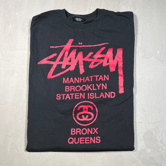 Y2K Stussy NY Tour Tee Black/Red Size XL USED x17271