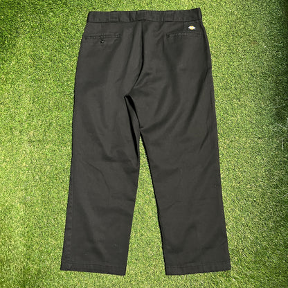 Dickies Wide Leg Black Work Pants Size 38 USED v16086
