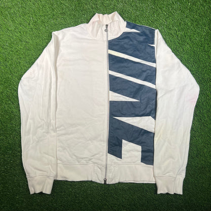 Y2K Nike Big Spellout Logo White Zip Up Size XL USED v17908