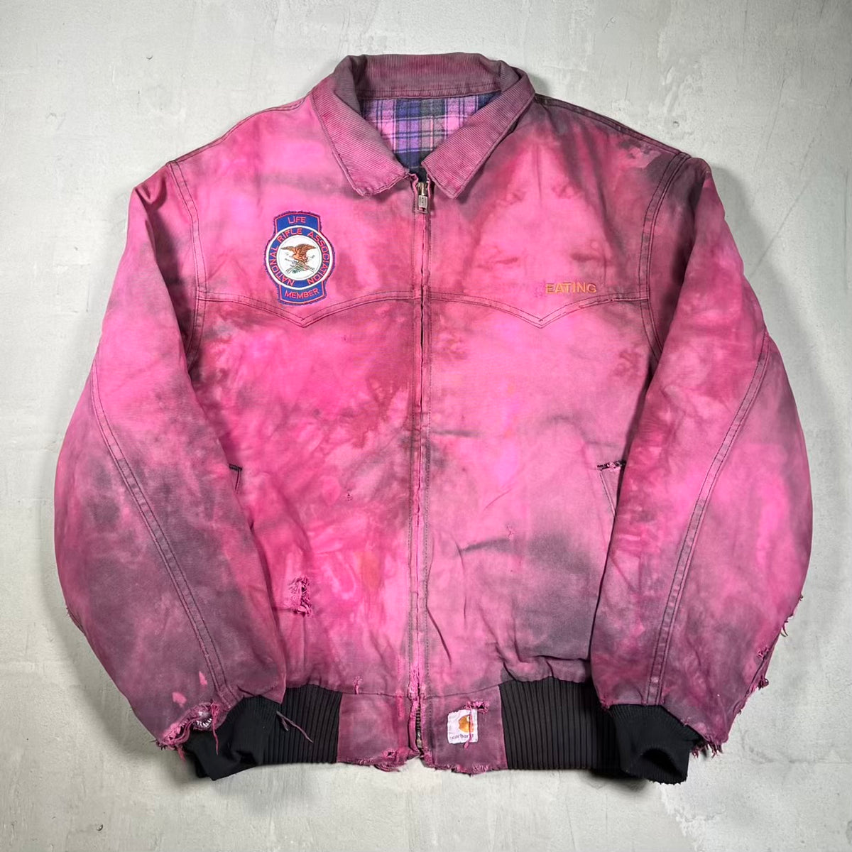 1990s Carhartt NRA Red Tie Dye Santa Fe Zip Up Jacket Size Large USED v20062