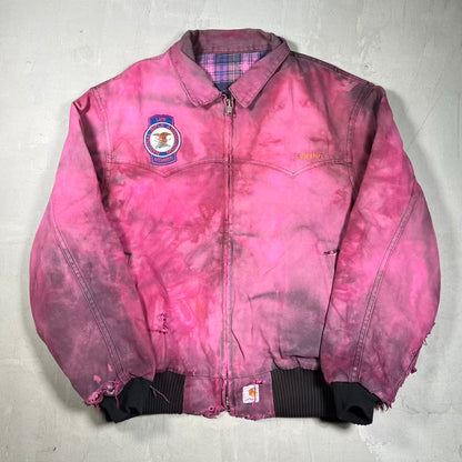 1990s Carhartt NRA Red Tie Dye Santa Fe Zip Up Jacket Size Large USED v20062