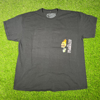Travis Scott 2018 Astro World Fire Skull Black Tee Size Large USED x14529