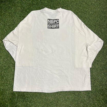 Y2K Def Jam Music Group V-Neck White Longsleeve Size XL USED v16073