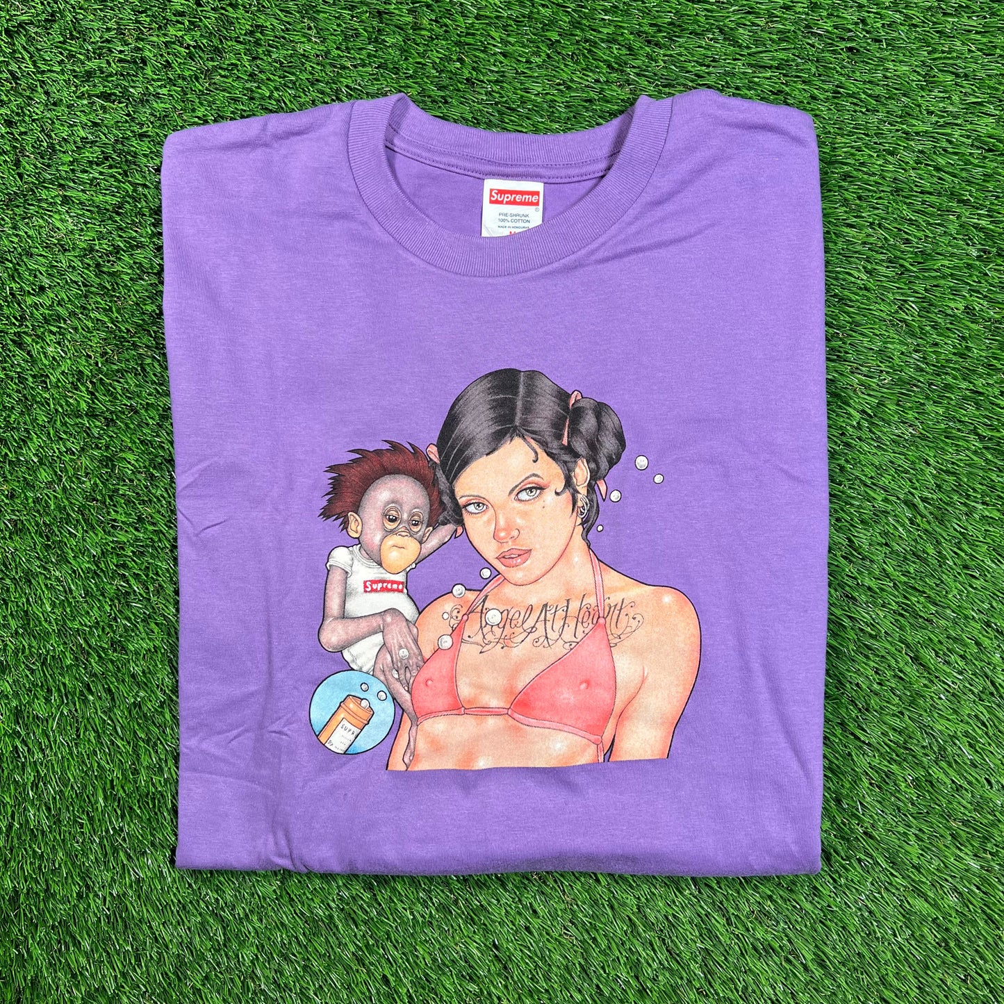 Supreme Angel Monkey Purple Tee Size Medium USED x16417