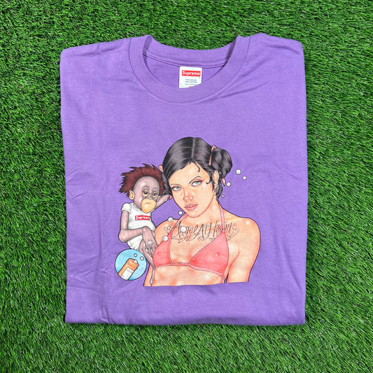 Supreme Angel Monkey Purple Tee Size Medium USED x16417