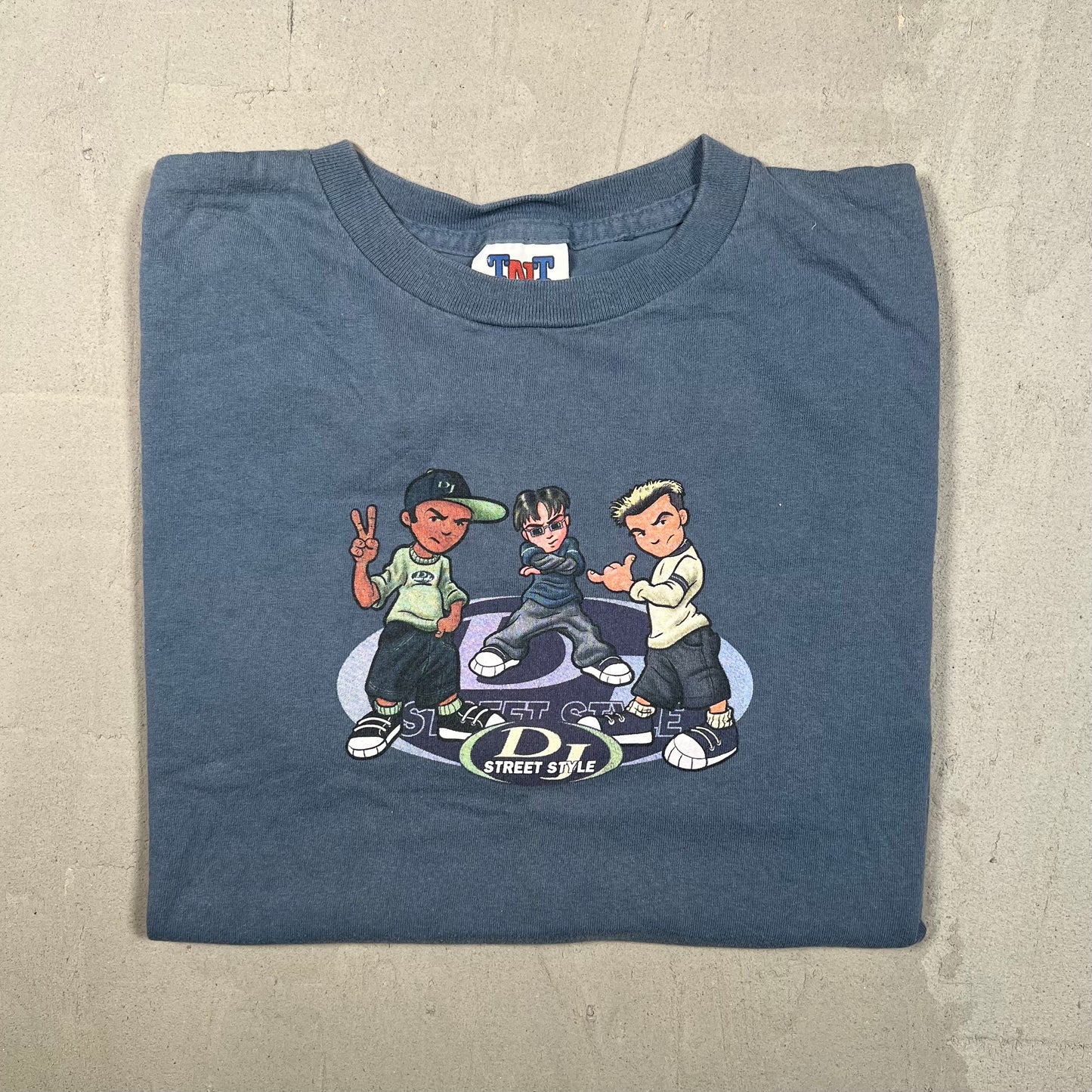 Y2K DJ Street Style Cartoon Blue Tee Size Small USED v19191