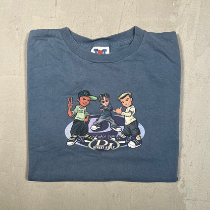Y2K DJ Street Style Cartoon Blue Tee Size Small USED v19191