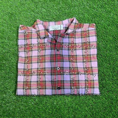 Vale Rhinnestone Purple Flannel Size Medium USED x15502