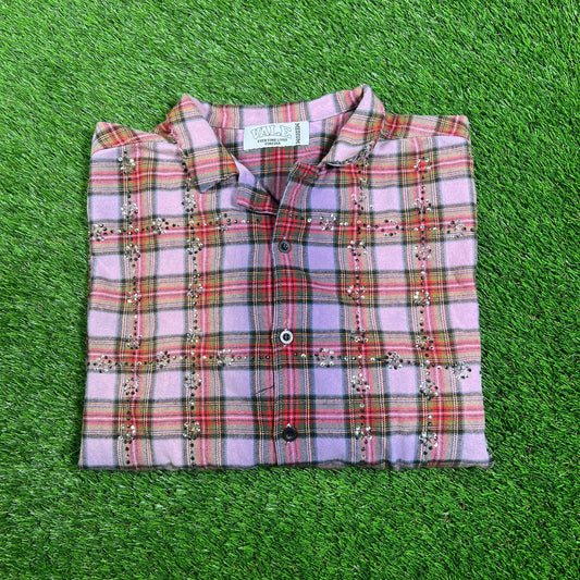 Vale Rhinnestone Purple Flannel Size Medium USED x15502
