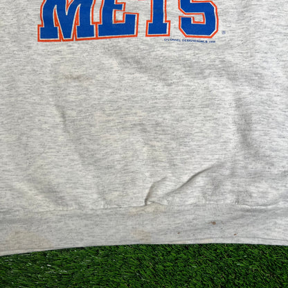 1998 New York Mets Grey Crewneck Size Medium USED v17576